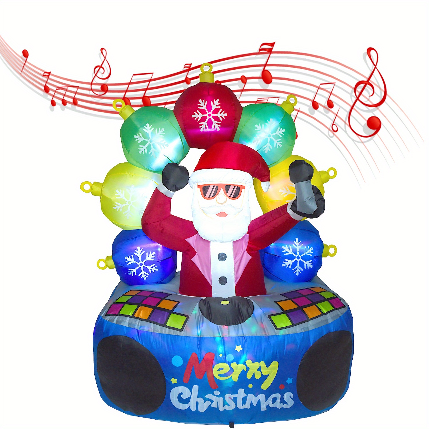 6ft Christmas Inflatable Decorations-santa Claus Into A Happy Dj, And Lights Built Inflatable Decoration Create A Atmosphere, Perfect For The Yard, Lawn, Garde