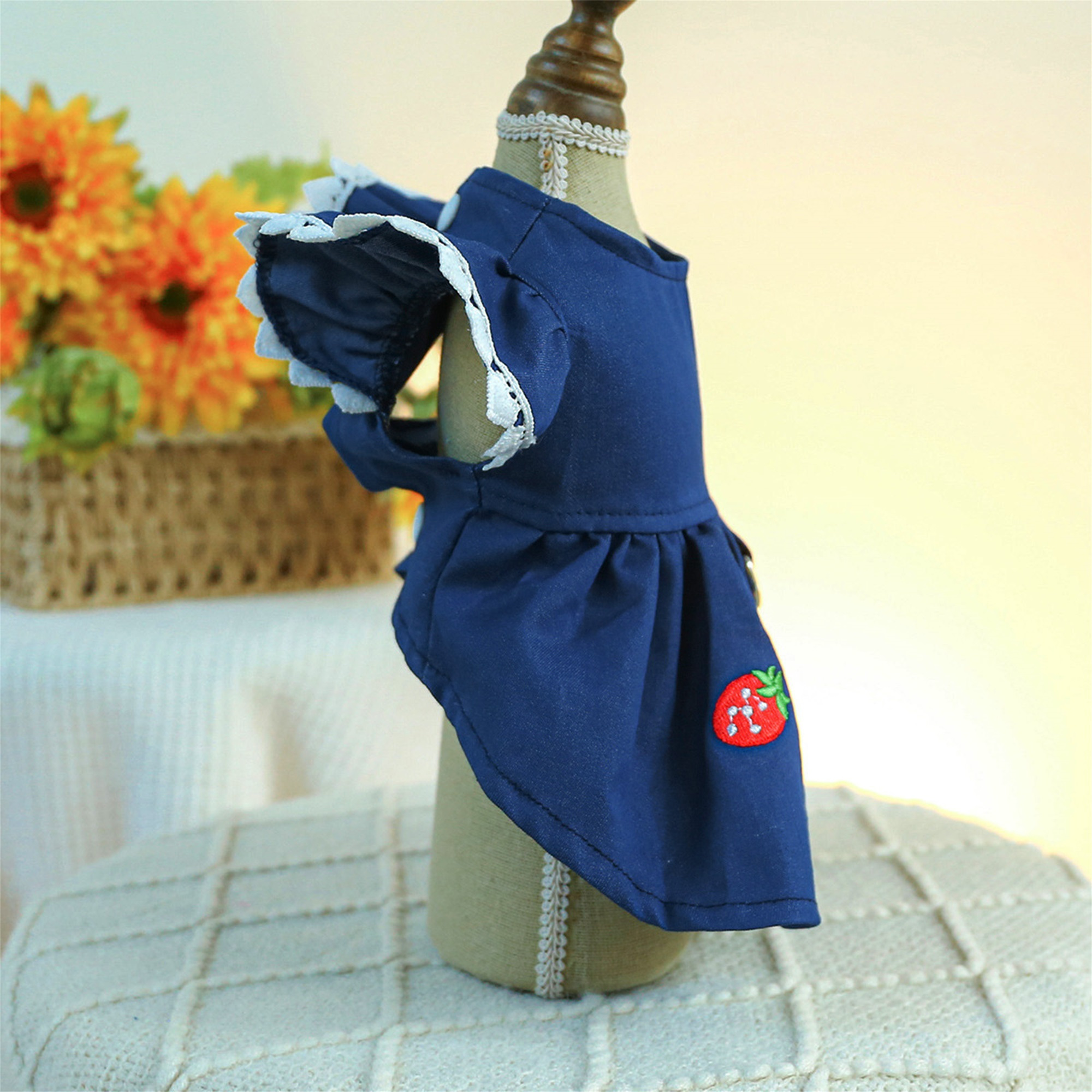 strawberry dress adorable navy blue - Temu
