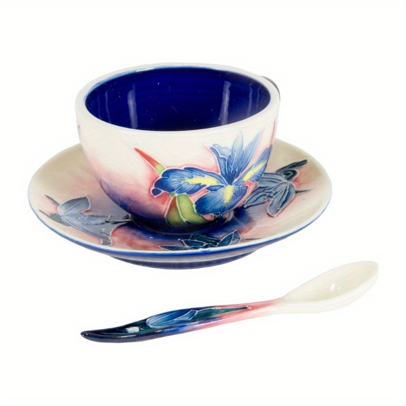   collection hand painted   floral porcelain cup saucer set   flowers on rectangular saucer   coffee set durable porcelain perfect gift for home decor 5 diameter 3 5 height Product details 4