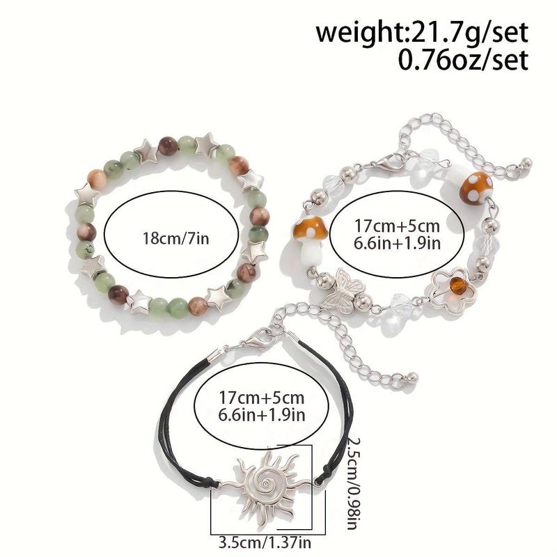 3pcs Women's Bohemian Bracelet Set with Star & Butterfly Chains
