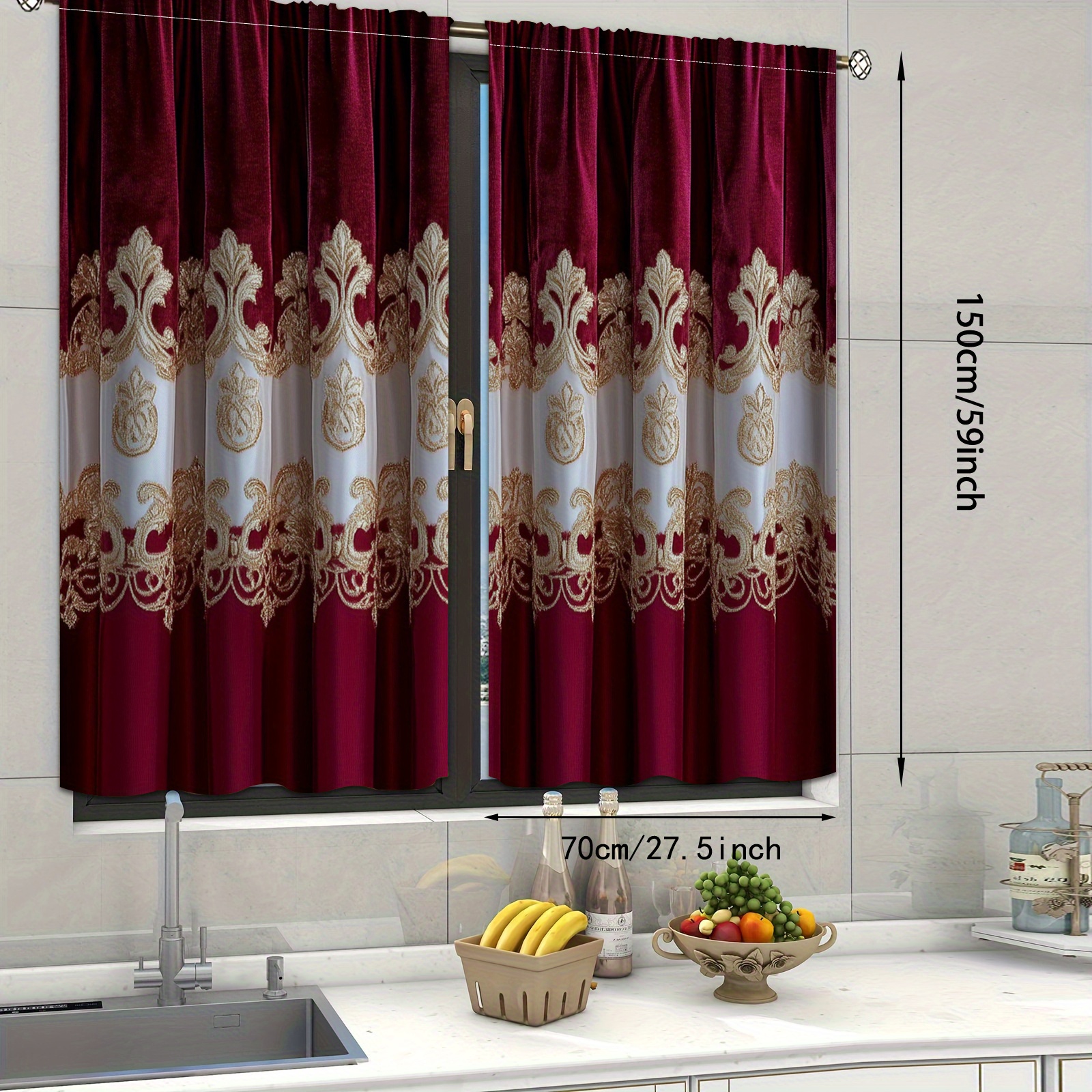 TEMU 1pc/2pcs Curtain Window Curtains For Any Style Or Budget Red And Magnificent Curtains Home Kitchen Additions Kitchen, Living Room, Bedroom And