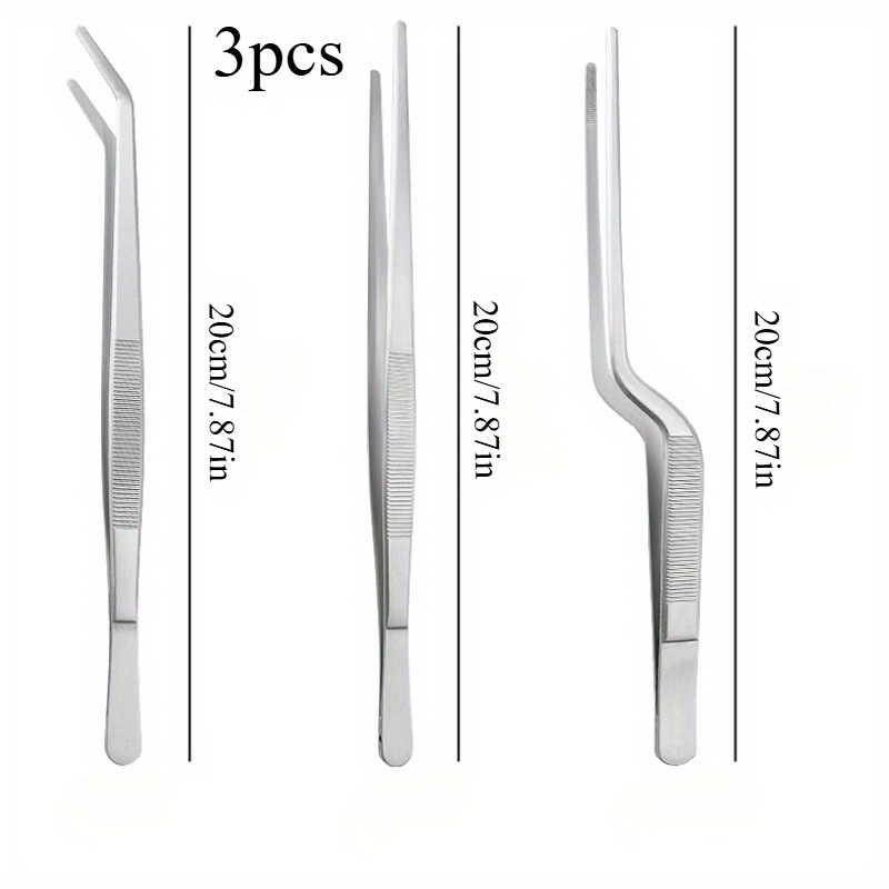 TEMU 3pcs Stainless Steel Bbq Tongs With Anti-slip Handles - Food-safe, Rust-resistant, Portable Kitchen Utensils For Grilling, Cooking, Picnics &
