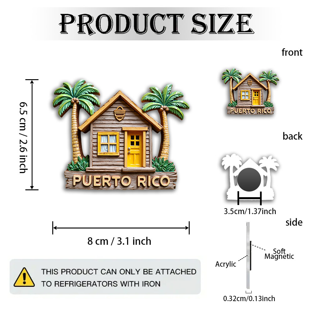 TEMU 1pc 2d Flat, Acrylic And Rubber Soft Magnet, Rustic House Enamel Pin - Vibrant With Palm Trees And Cozy - Perfect For , Home Decor Enthusiasts,