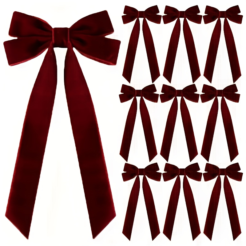 TEMU 12 pezzi Fiocchi Eleganti Grandi Lucidi e Scuro - Texture Simile a Nastro , Adatti per Decorazioni Albero di Natale, Confezionamento Regali,