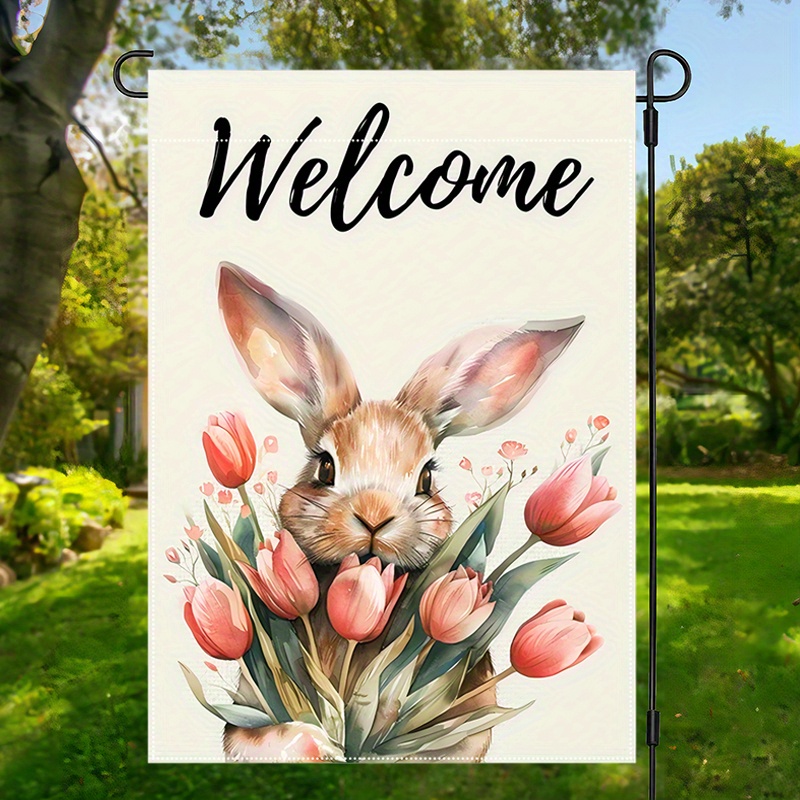 

1pc Easter - Double- Polyester , - Burlap, Multipurpose Decor, 12x18inch, No Needed