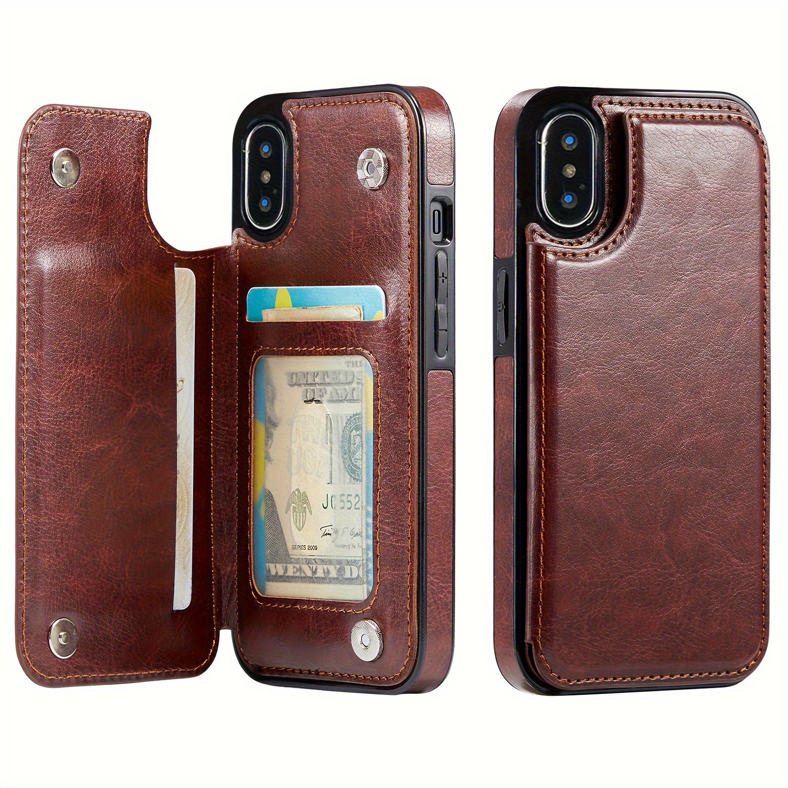 Suitable for Iphone 16E 16 15 14 Plus 13 12 Pro Max 7 8 Plus Max Wallet Phone Case, with Card Clip, Bracket Slot, Dual Magnetic Buckle, And Durable Protective Cover