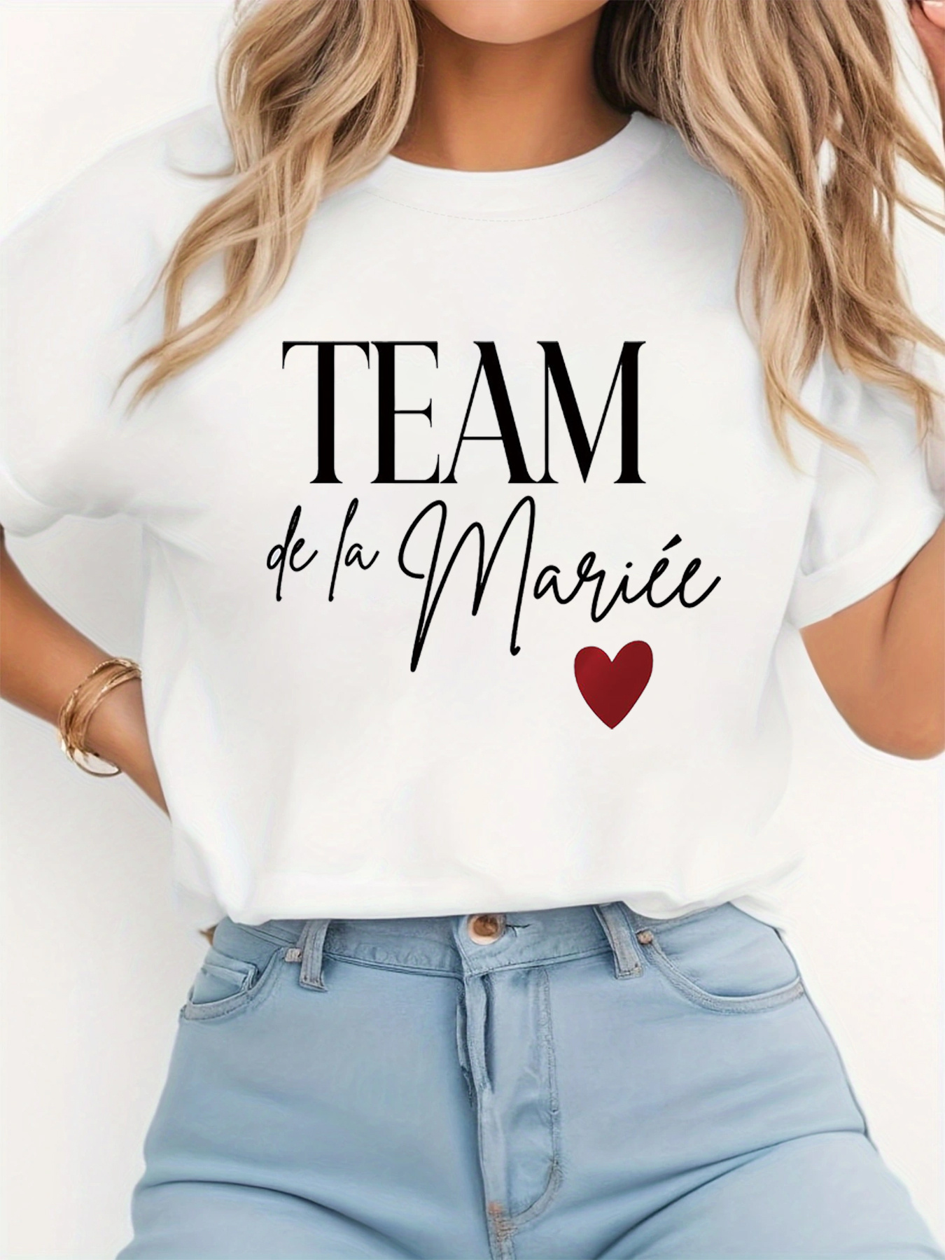 womens french bridal t shirt de mari e bridesmaid lettering short sleeve crew neck top spring summer wedding party outfits bridesmaids apparel machine washable casual blouse for wedding attire
