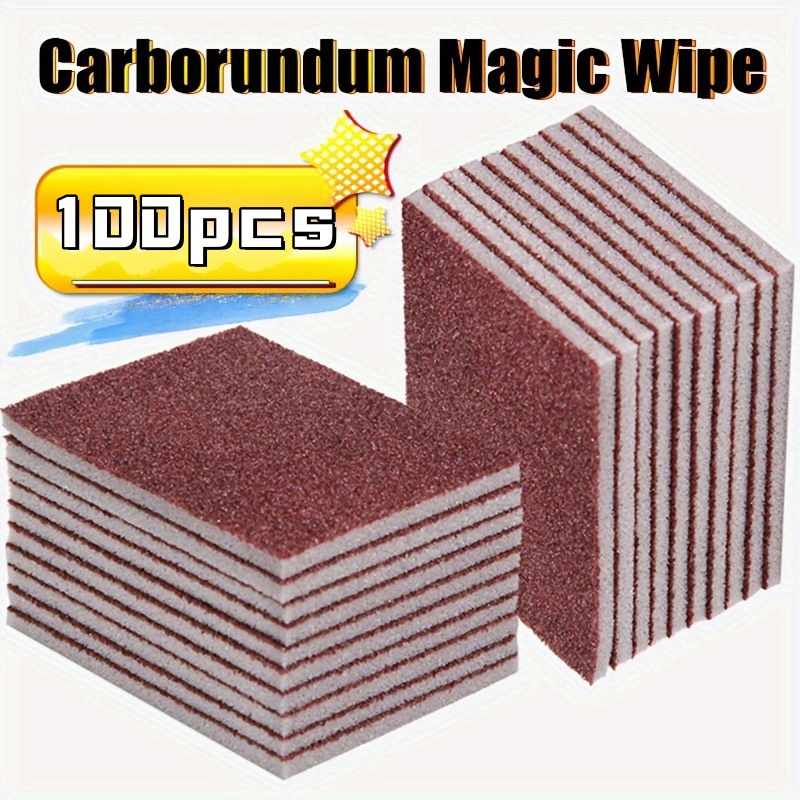 100pcs of diamond sand sponges for scrubbing pot bottom cleaning and descaling sponges pot sponges rust removal sponges dishwashing sponge blocks scouring pads powerful stain removers cleaning supplies cleaning tools