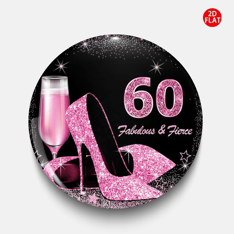 TEMU 2d Flat, 2d Flat 60th Birthday Elegant And Powerful Classic Fashion Brooch/pin/badge, Perfectly Matches Jeans, Clothes, Backpacks, And Hats, A