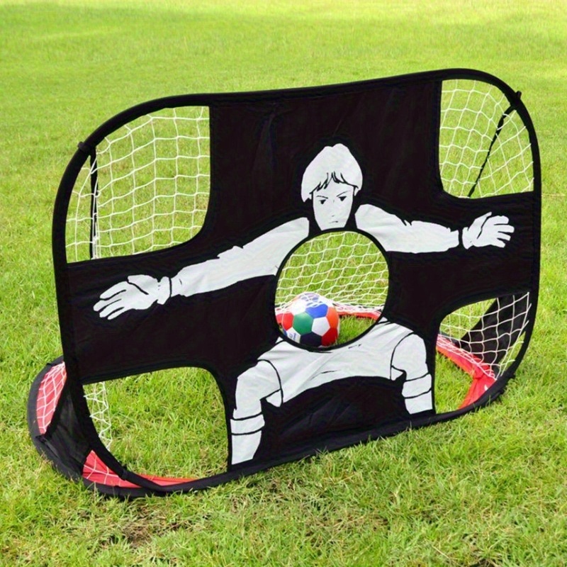 Image of 1set Foldable Fun Soccer Goal Nylon Football Goal Soccer Training Goal Net - 2in 1 Portable Soccer Goal Set With Carrying Bag, Pop-up Soccer Goal For Indoor And Outdoor Games And Training