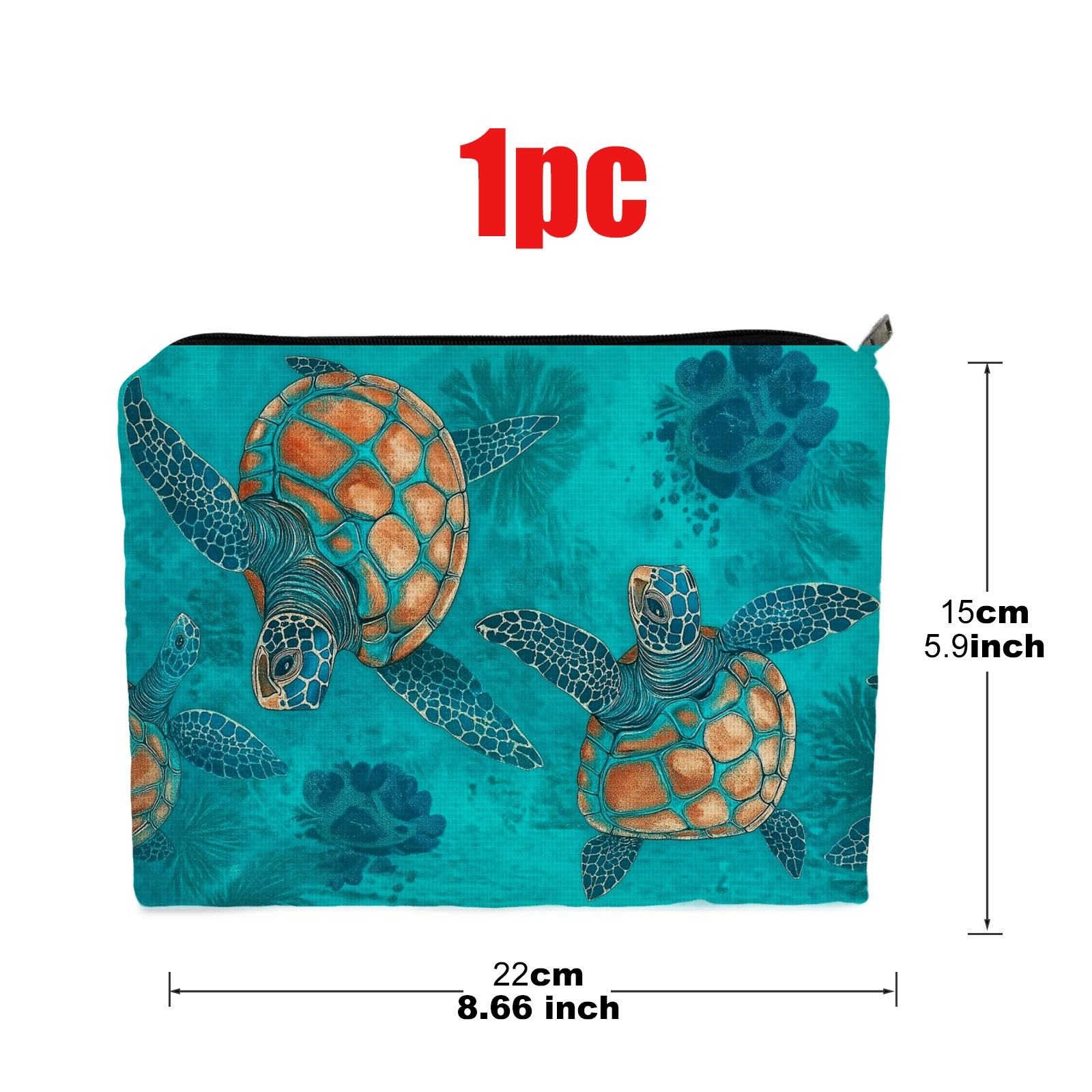 TEMU Trousse de maquillage à imprimé tortue de mer - Organisateur de voyage sur le thème sous-marin, adapté à un et au rangement de produits de
