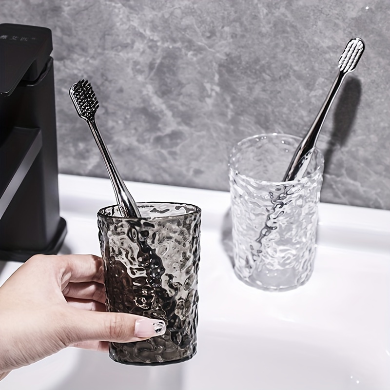 

Cool Quench, Pattern Cup With Handle - Minimalist Transparent Toothbrush Holder, Non-tip Bathroom , Home Decor Accessory