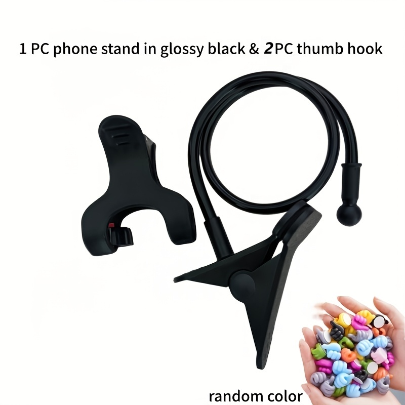 TEMU 1pc New Upgraded Thickened Phone Stand And 2pcs Random Colors Of Thumb Hooks Hubs, Lazy Person Essentials To Hold Bedroom Tv Viewing Artifact,