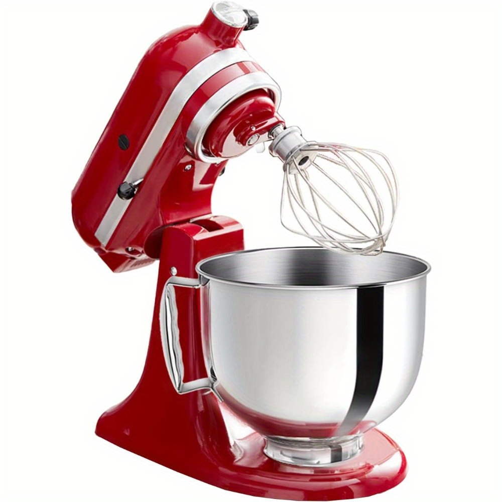 Stainless Steel 5 Quart Mixer Bowl for KitchenAid Artisan & Classic 4.5-5 QT Tilt-Head Mixers with Spill-Resistant Lid and Ergonomic Handle,