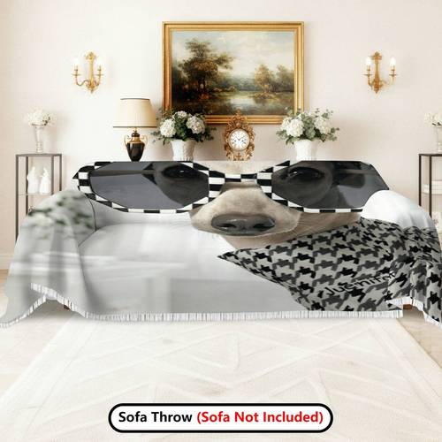 1pc themed sofa cover with fringe trim chenille fabric suitable for single to four seater couches pet friendly cover piece for fit machine washable protector for living room bedroom decor for