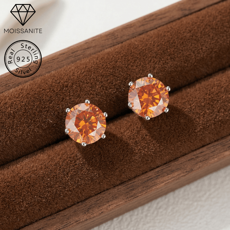 Women's Simple Fashion Round Moissanite Stud Earrings