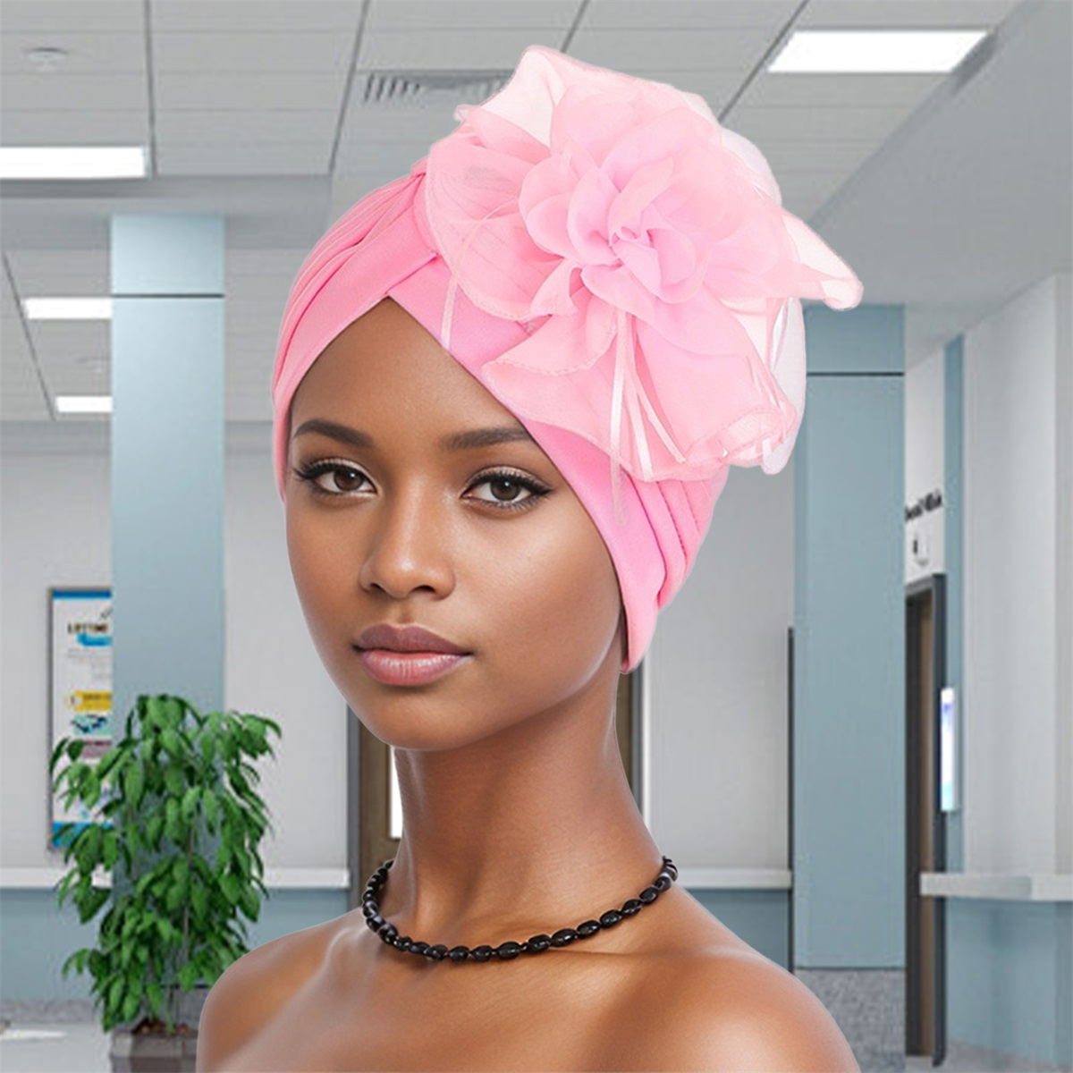 womens breathable mesh floral turban hat pre tied chemo Temu