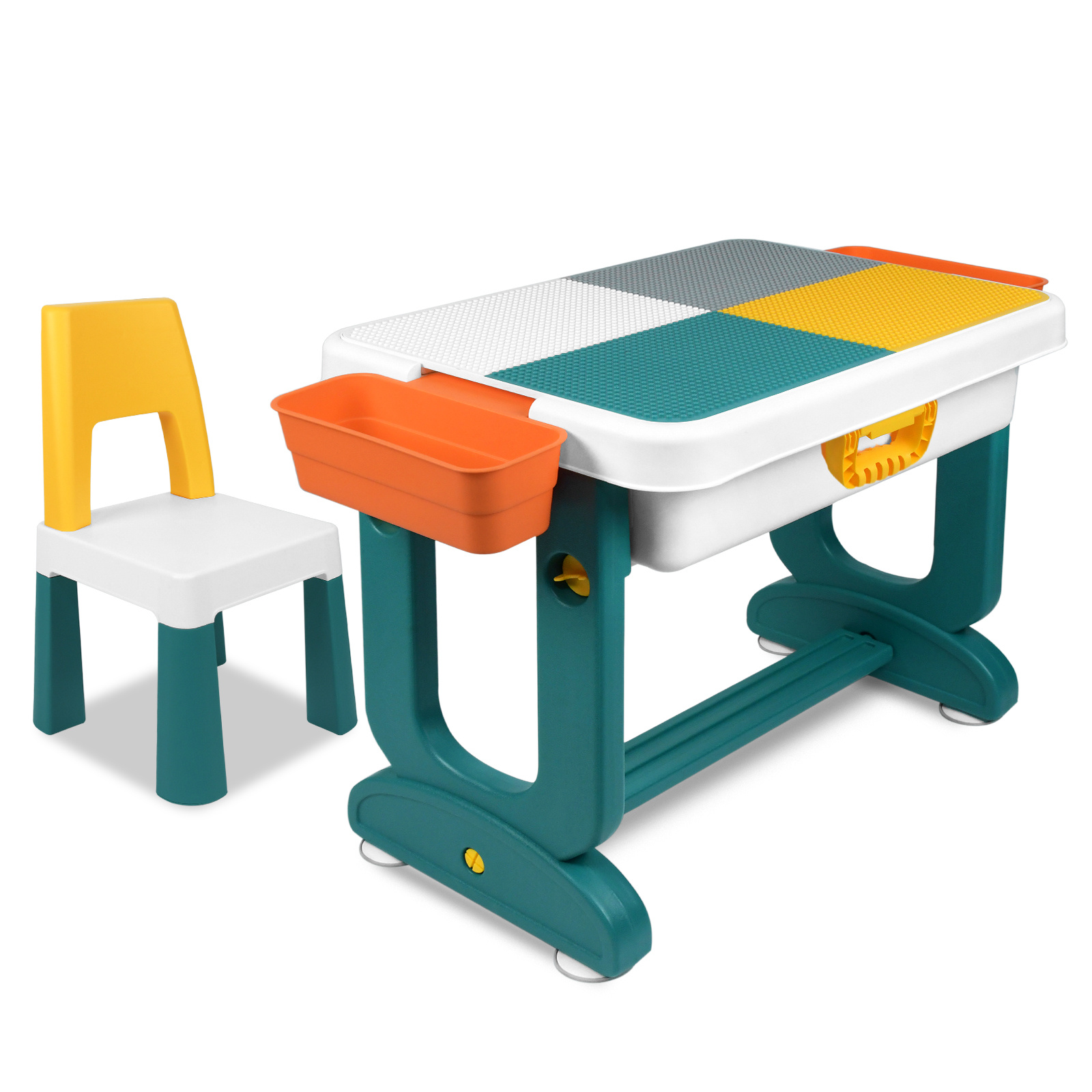 Kids' Table And Chair Set, Includes 2 Chairs, A Kids' Activity Table, And A Table For Learning And Play, Plus 300 Building Blocks