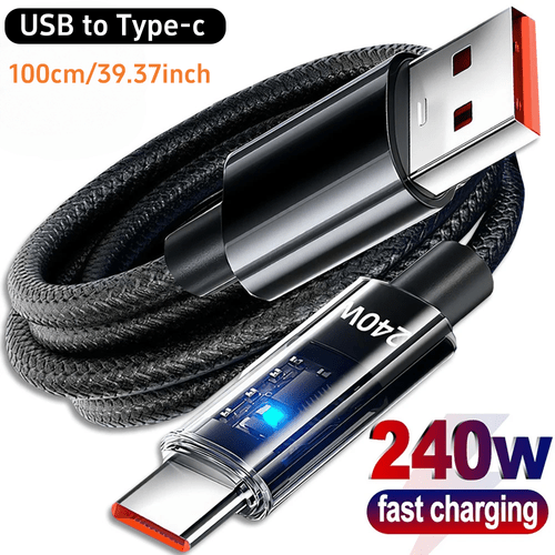 240w usb to c fast charging cable led display for iphone 17 samsung xiaomi huawei honor notebook