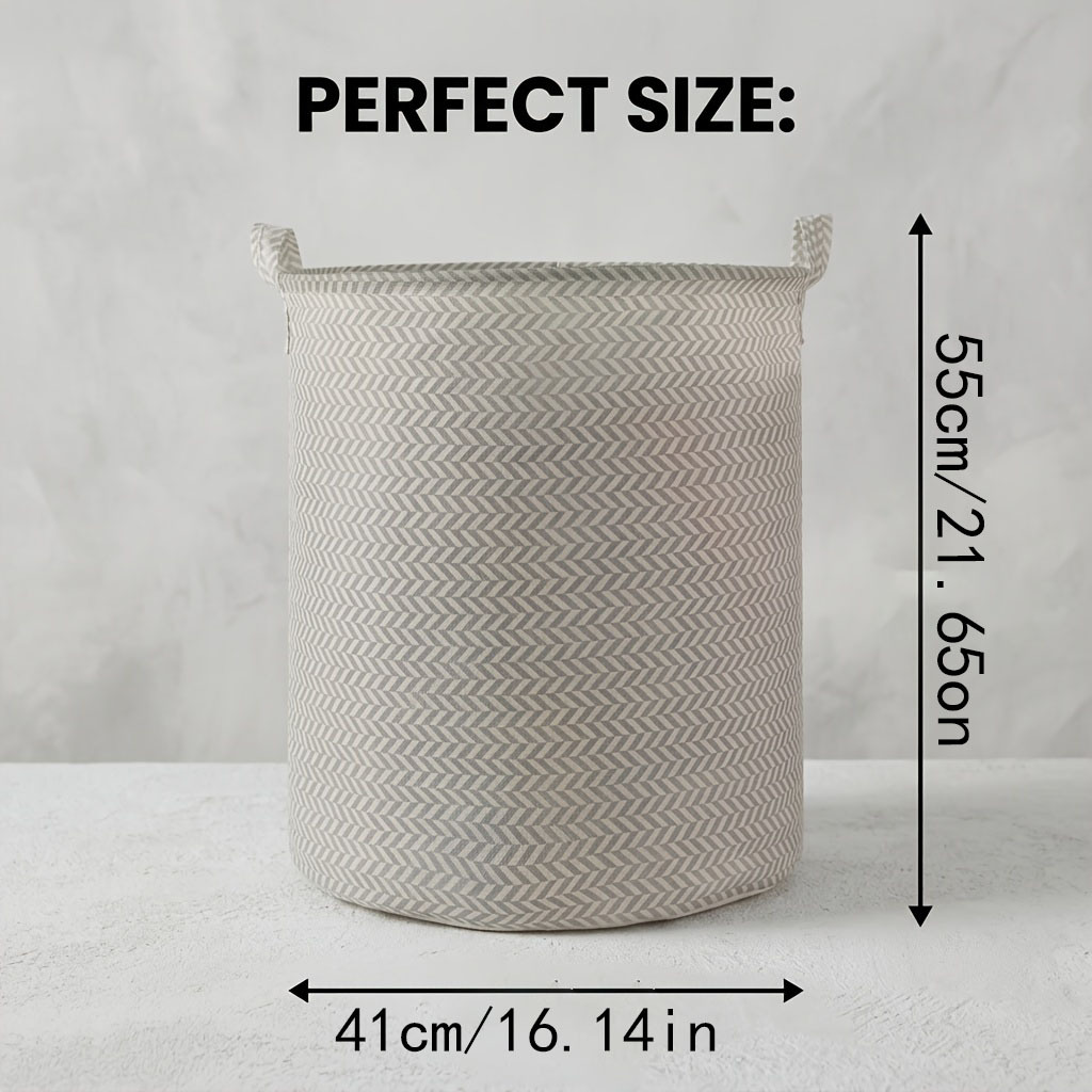 TEMU 2 Extra-large Herringbone Laundry Baskets, Foldable Dirty Laundry Bins, Gray And White Herringbone Fabric Laundry Storage Baskets With Sturdy