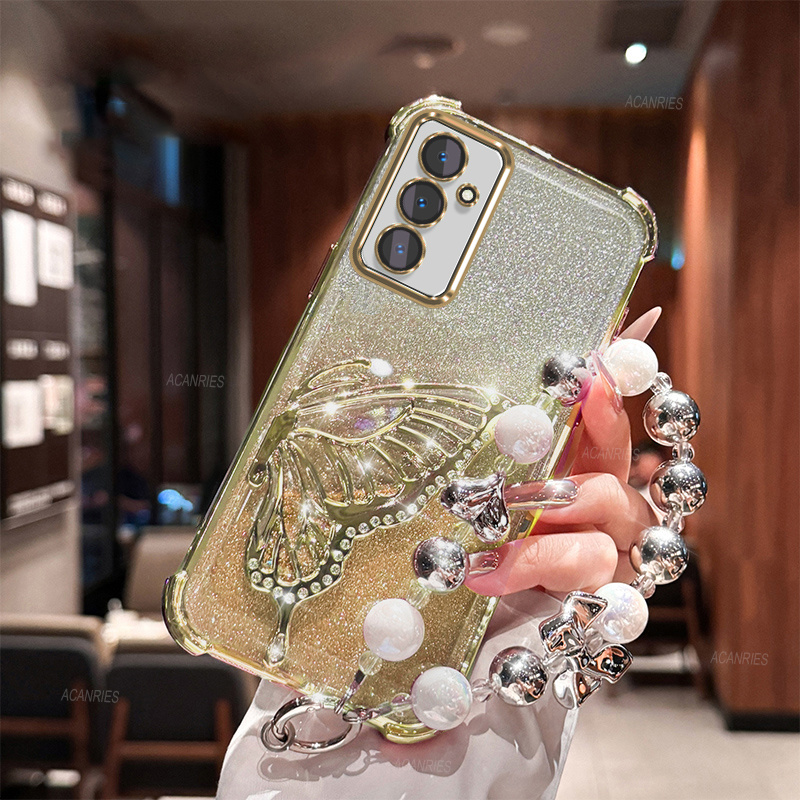 TEMU A Luxurious Shockproof Phone Case For The For For Galaxy A36, Featuring Thickened Corners, Glitter Design, Quicksand Butterflies, And An Elegant