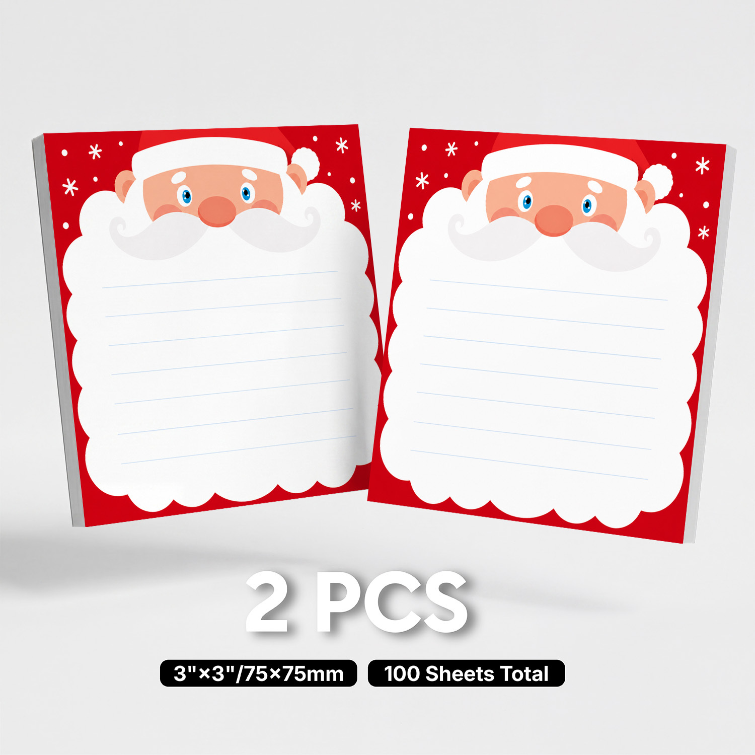 TEMU Lot de 2 -notes adhésifs motif Père Noël de Noël, mignons -notes autocollants sur le thème des fêtes, papier à notes carré 75x75mm, 100 feuilles