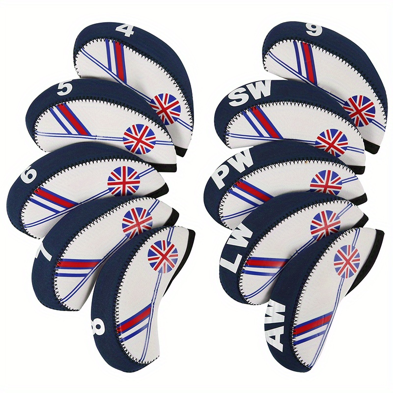 Set Of 10 Golf Iron Head Covers Suitable For , Featuring A Dark Blue Color And Golf Clubs From Scratches