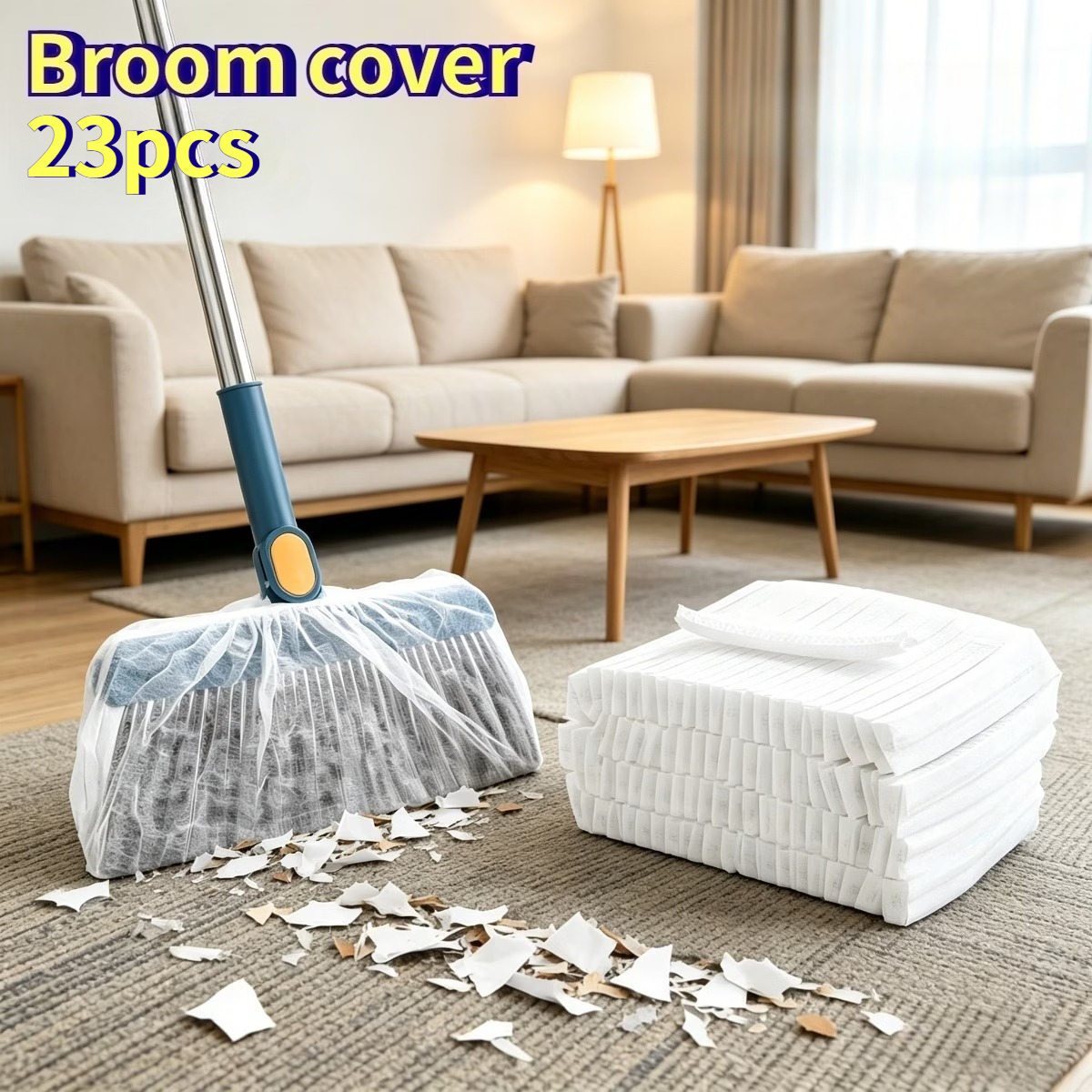 TEMU 23pcs Disposable Broom Covers - Electrostatic Pet Hair & Dust Catcher - Universal Elastic Floor-sweeping Pads - - Removal Covers For Hardwood