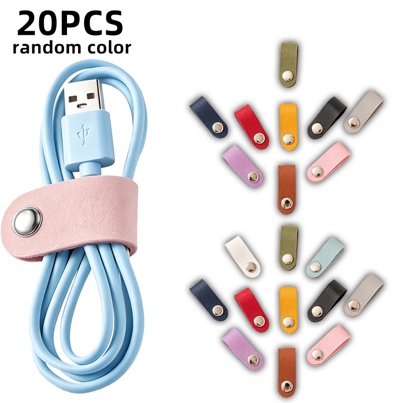 TEMU 20 piezas, Color Aleatorio, Correa para Auriculares y Cables de de de Cuero, Multicolor, Duradera y Flexible, Opción Ideal para Organizar