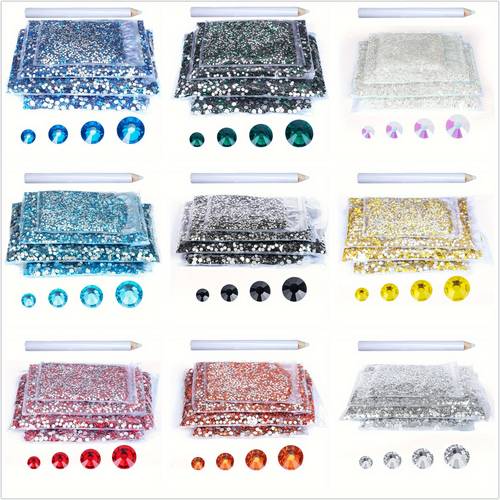 10000pcs bulk clear rhinestones 15 colors 2 3 4 5mm flat back round ab gemstones with pen high quality plastic sparkling stones for jewelry making crafts diy projects decorative projects iridescent gems glossy rhinestones for crafts