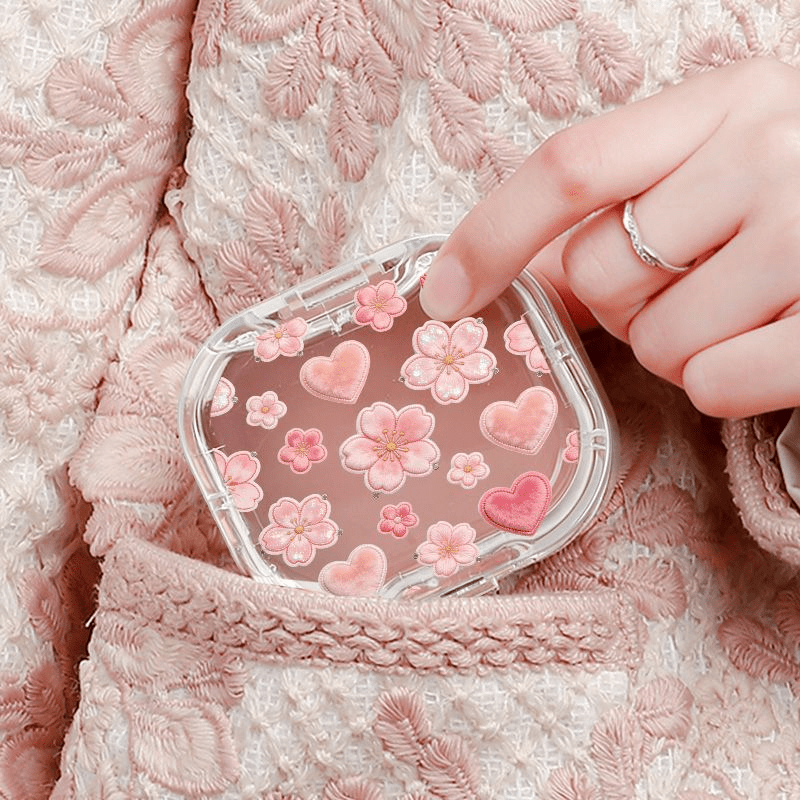TEMU Boîte de rangement pour élastiques à cheveux Ombre de cœur à roses, légère et portable pour une utilisation nomade, boîte de rangement pour