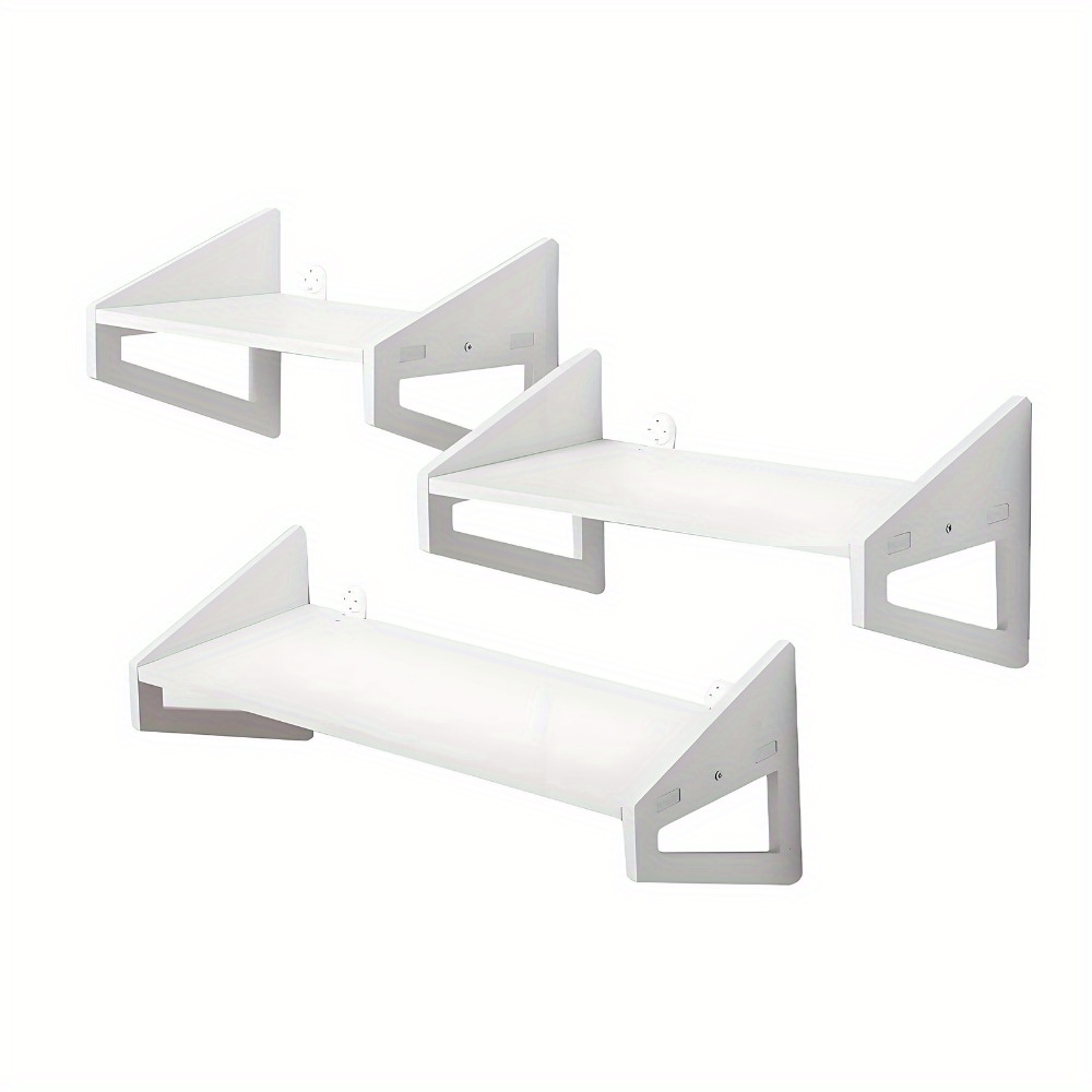 3pcs Floating Wall Shelf Set 25/ 30/ 40cm Decorative Shelf For Kitchen Bathroom Living Room Bedroom Office Laundry Home Organisation White