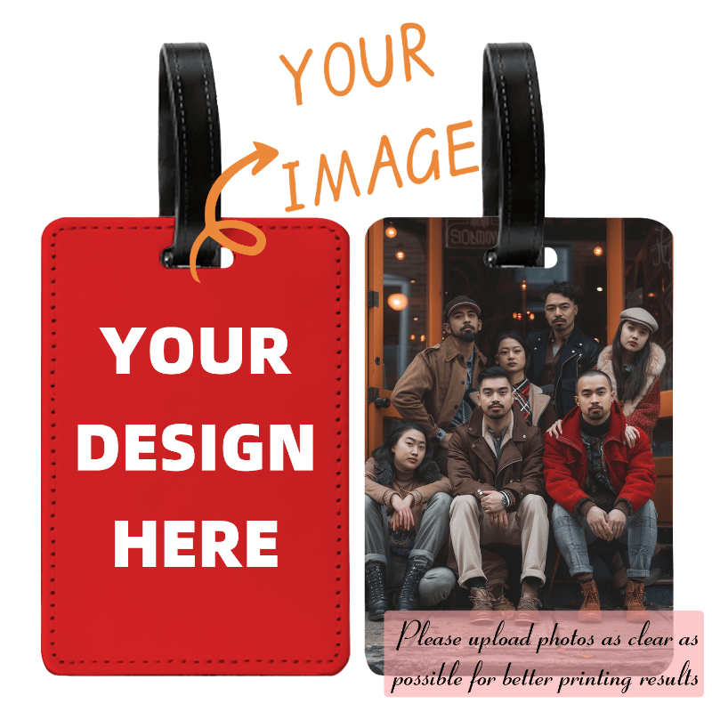 

1pc Custom Family Photo Pu Luggage Tag - Id Badge For Suitcases, Backpacks, Bags, Lightweight, Casual , Unique Gift For Valentine's, Birthdays, Holidays