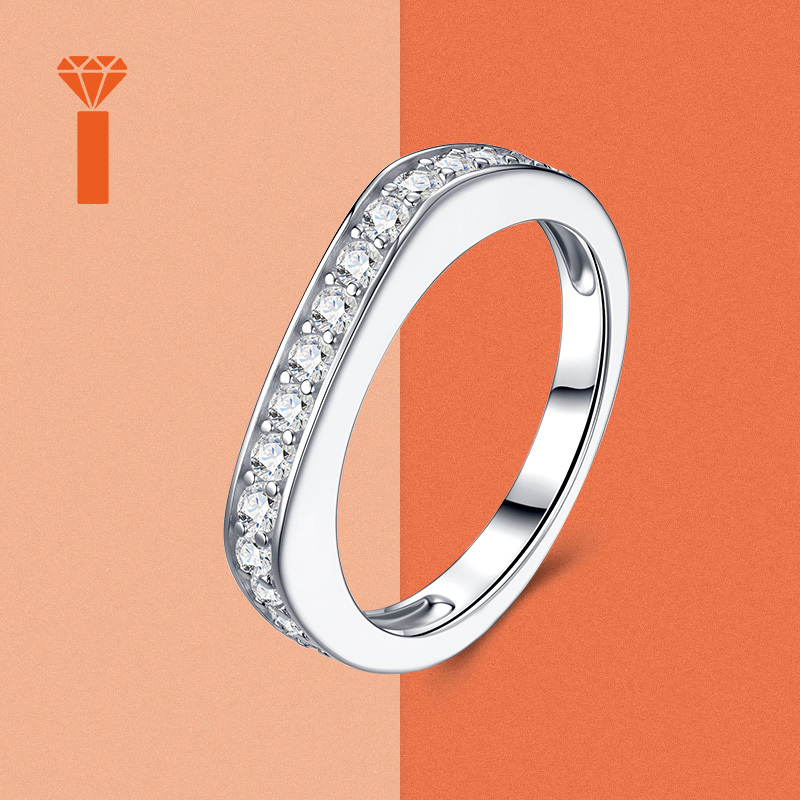 Women's 925 Silver Semi-Eternal Moissanite Stackable Ring
