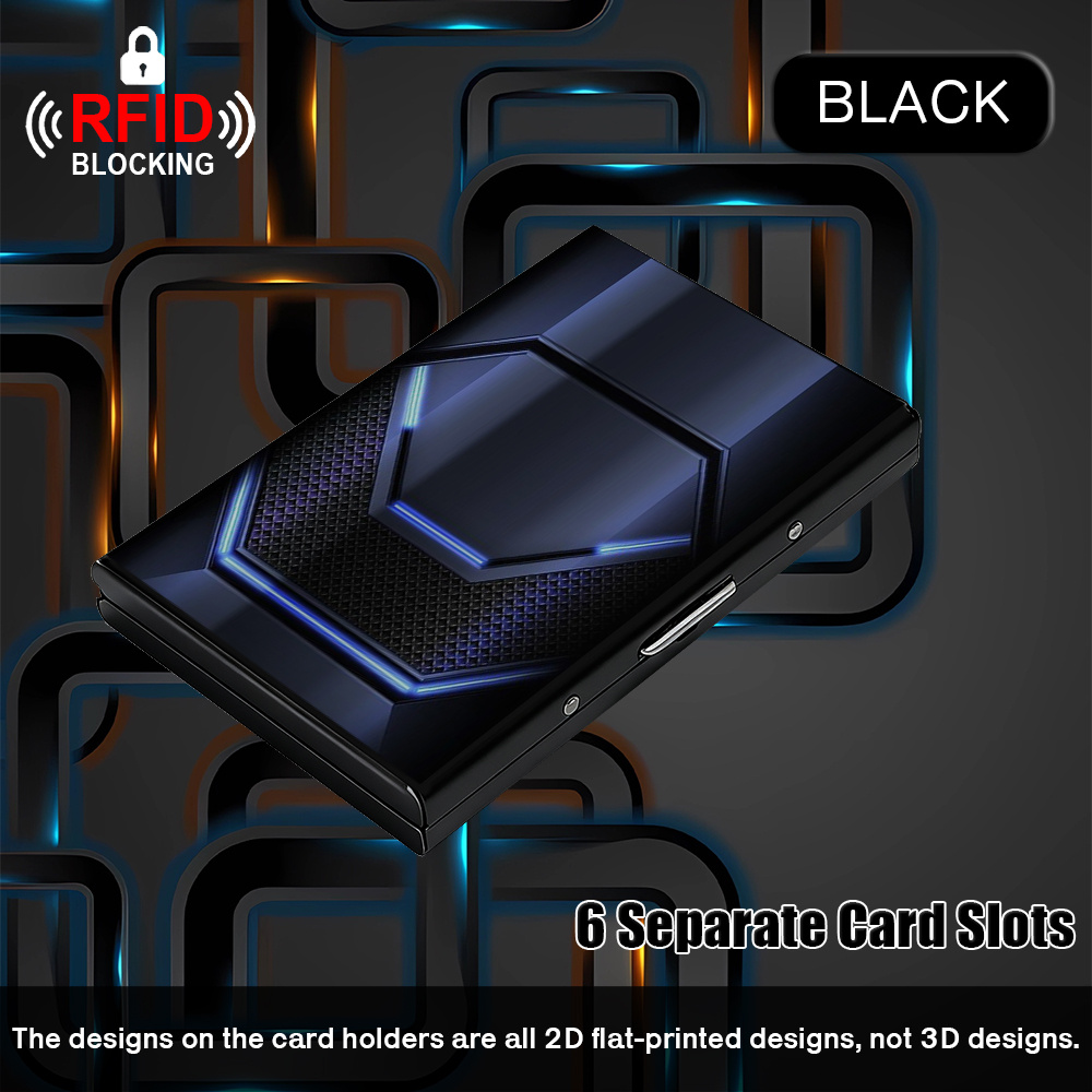 TEMU Future Technology Blue Light Mech Style, Minimalist Card Holder, Creative And Individual Metal Wallet, Stainless Steel Card Holder, Card And
