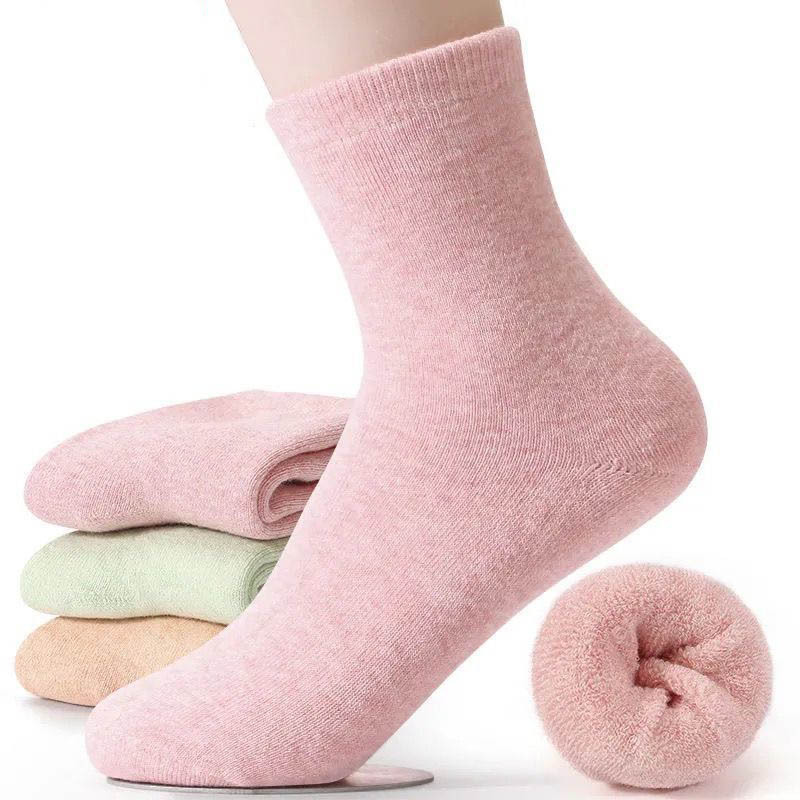 

Winter Thermal Mid-calf Socks For Women, 5 Pairs, Solid Color, 100% Polyester, Hand Washable, Knit Fabric, ,