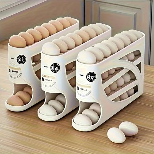anchorhearth 1pc refrigerator rolling filling egg rack automatic sliding save labor and space multi layer automatic egg roller large capacity stackable egg storage organization kitchen refrigerator egg storage box at home