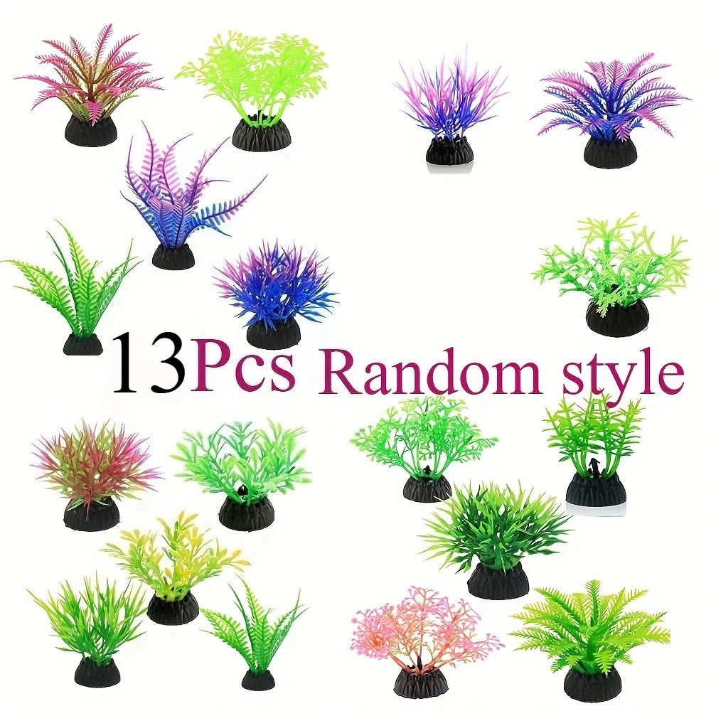 Image of 13pcs Realistic Aquarium Plants - Durable Pvc Plastic Aquatic Plants Suitable For Fish Tank, Aquarium, Pond - , Natural Decoration With Green & Colorful Water Plants Random Styles