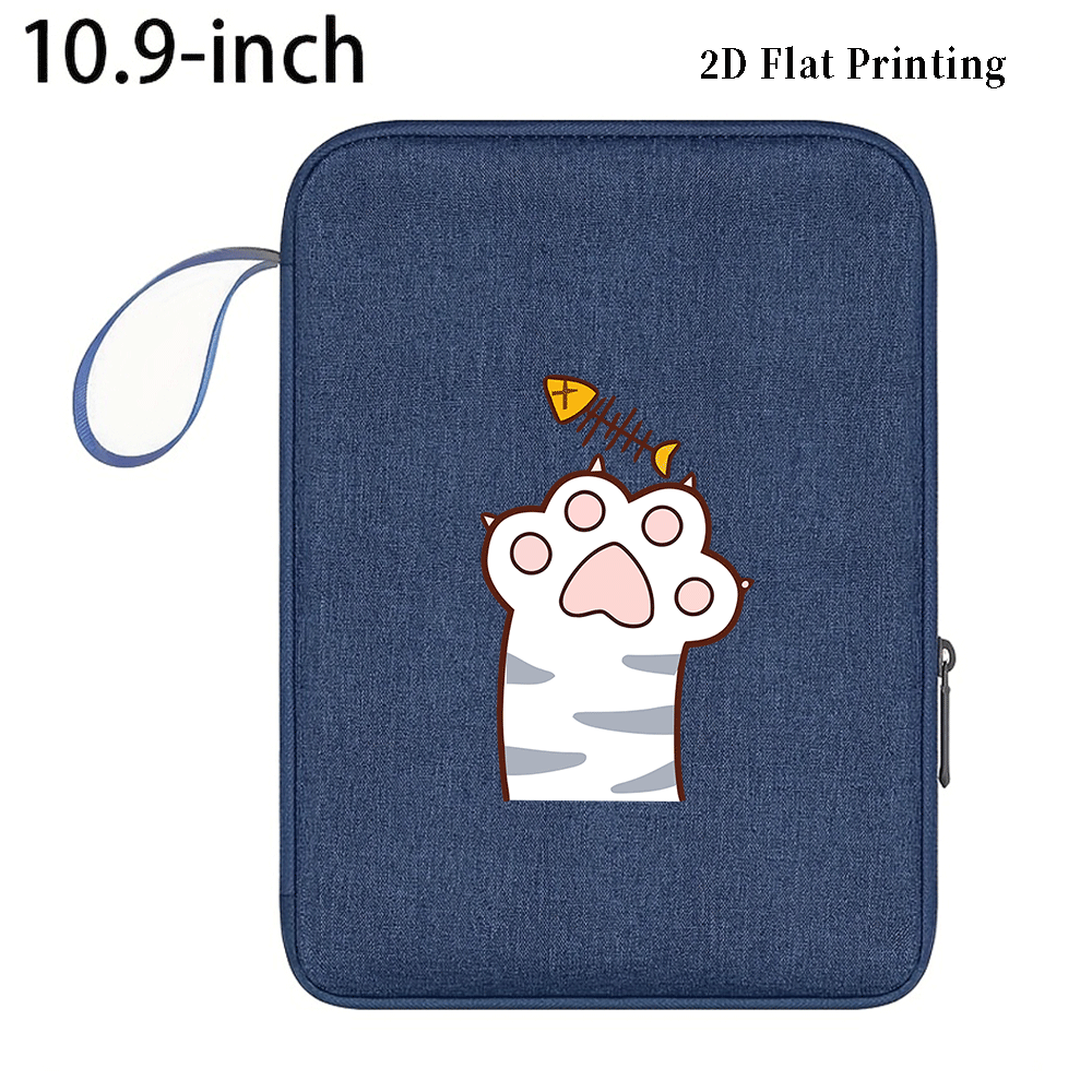 TEMU 1pc 2d Flat Print Cat Paw And Fishbone Pattern Portable Lanyard Drop-proof Shock-resistant Zipper Closure Simple Cartoon Style Storage Bag For