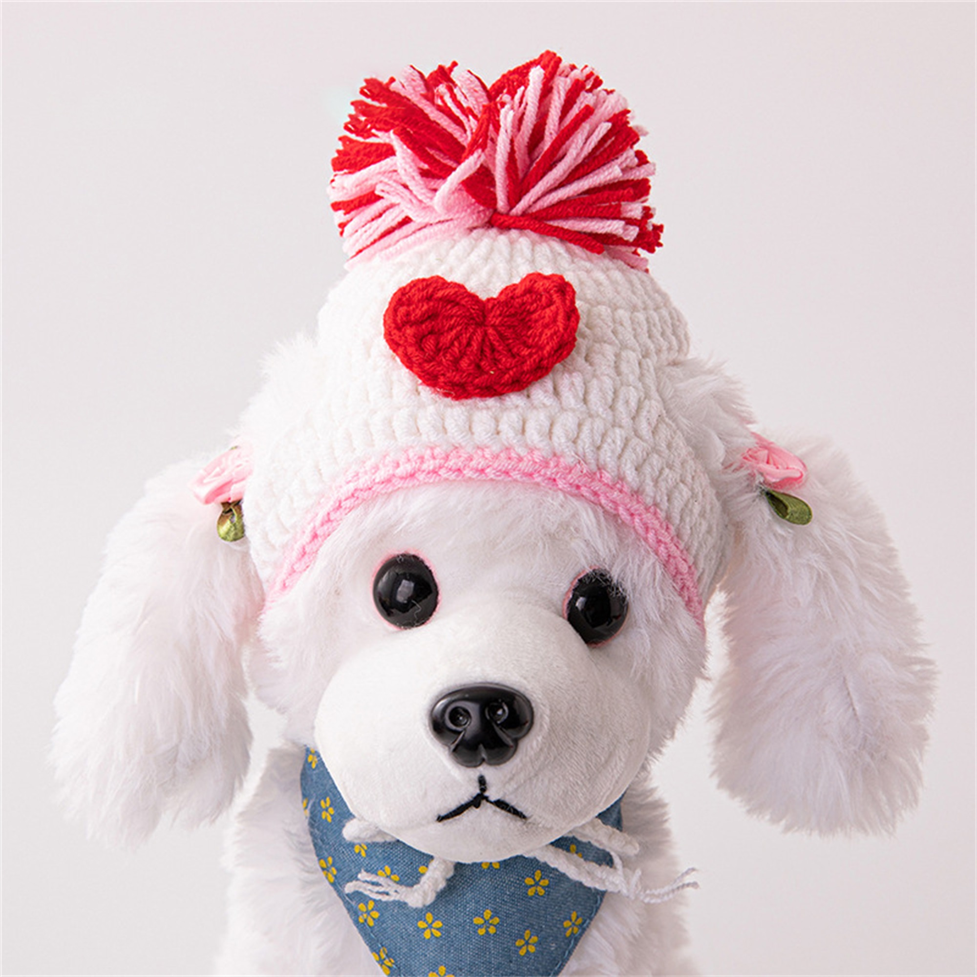knit dog hat ear holes pom pom winter warm pet Temu