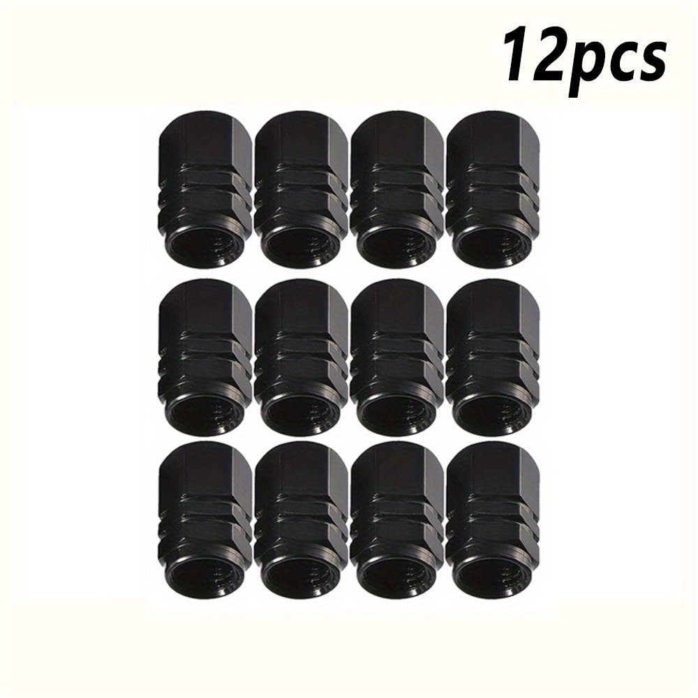 TEMU 12-pack Hexagonal Aluminum Alloy Car Tire Valve Caps With Extra Nozzles- Suitable For Of Vehicle Metal Tire Valve Caps Set
