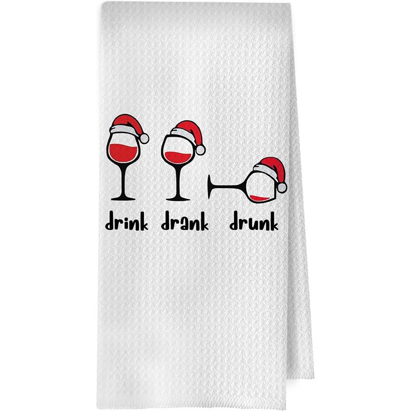 TEMU 1pc Christmas Wine Kitchen Towel - Fun Wine Gift Dish Towel, Towel, Neighbor Gift, Mother's Day Gift, Birthday Gift, Warm Housewarming Gift For