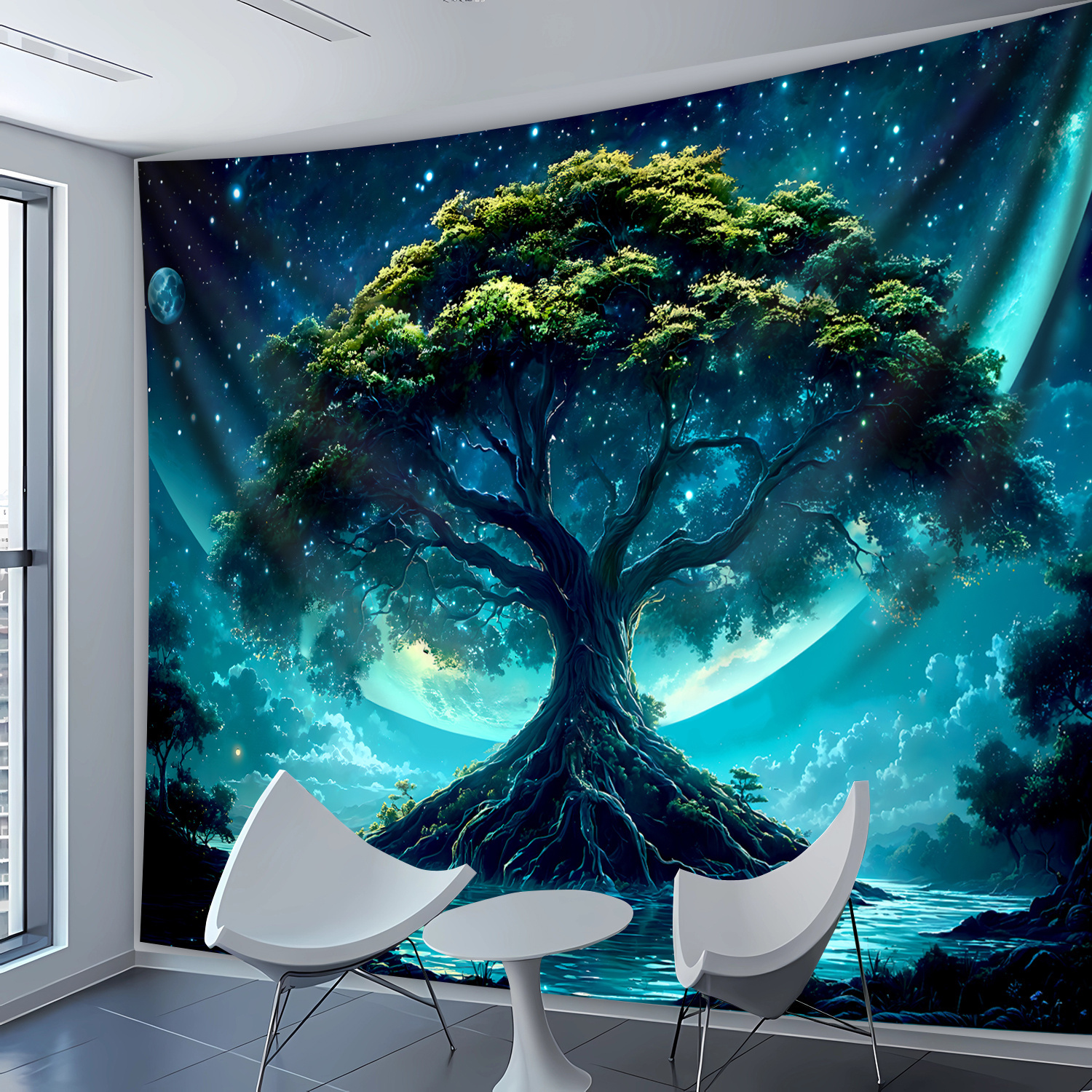 TEMU 1pc- Ultra Large Size- Dream Tree Of Life Landscape Photo Huge Digital Printing Tapestry, Aesthetic Printing Polyester- For Living Room Bedroom