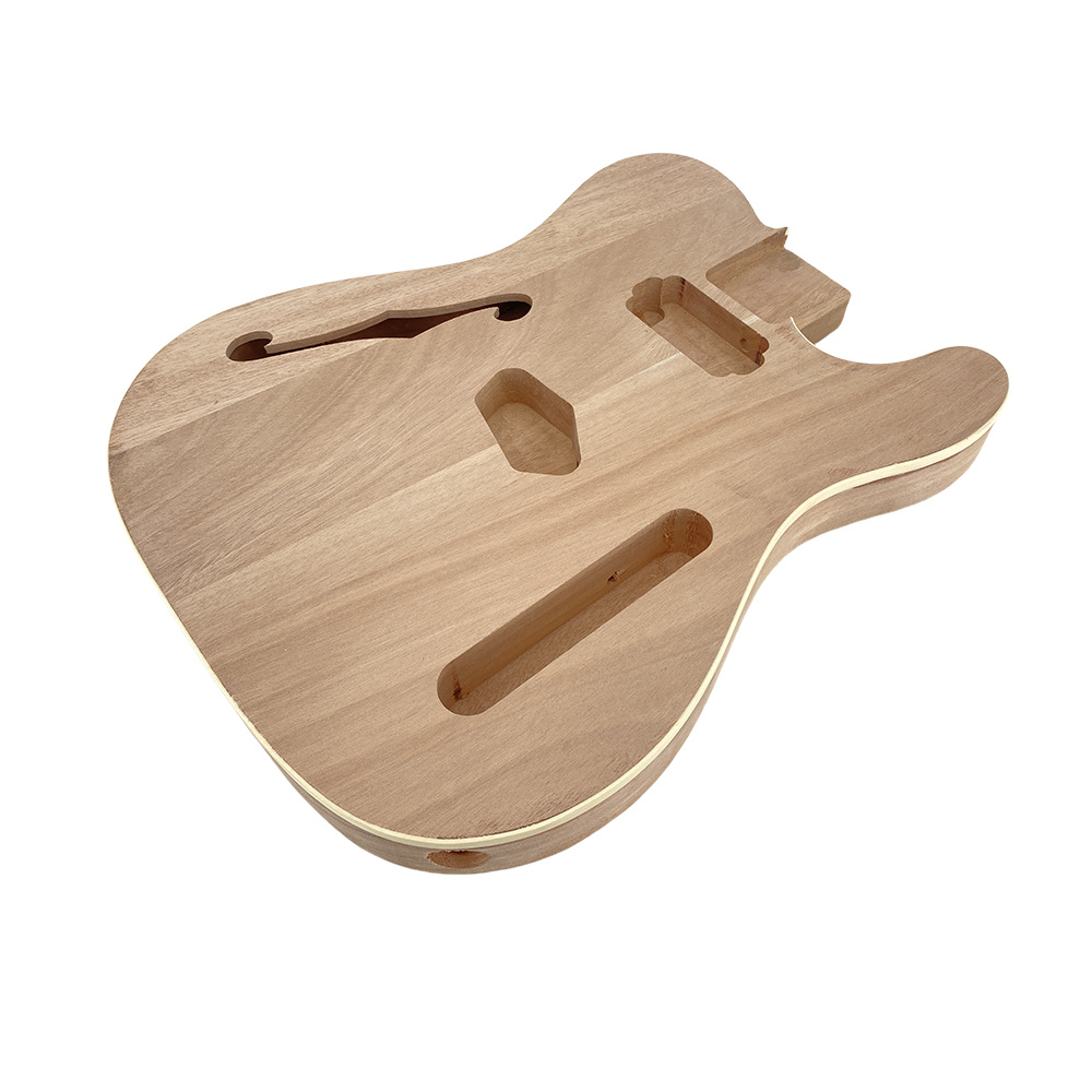 Vertimobato Electric Guitar Body - Semi-Hollow Mahogany Wood Construction with Binding, Bolt-On Heel, Light Brown - Enhanced Projection & Resonance for Electric Guitars - Ideal for, Blues, Jazz - Durable & Easy Assembly Design, Instrument Repair