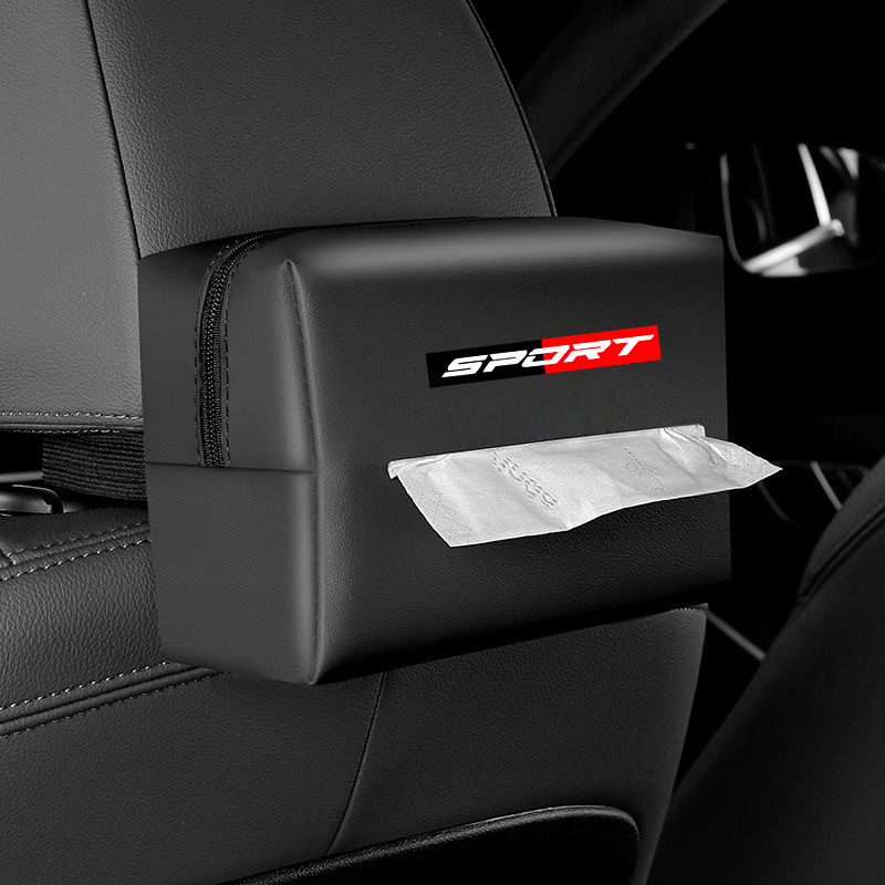 TEMU Black And Car Premium Pu Leather Tissue Box Car Tissue Holder - Seat Console Storage Box, Compact Interior Organizer With Visible Tissue