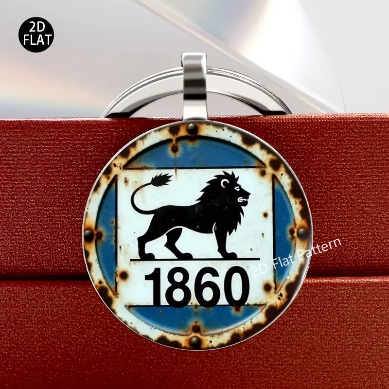 Retro Lion Vintage Design: "1860 Lion Print 2d Design Alloy Keychain, Car Parts Keychain, A Present For . Affordable And Thoughtful Gifts For ' Parents During Thanksgiving And Christmas Celebrations."