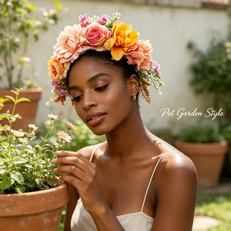 damen vintage haarband blumenkranz kunstblumen kopfschmuck –