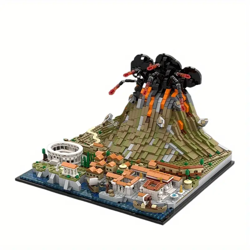 Juego de Construcción del Vesubio y las Ruinas de Pompeya con 2539 Piezas, Diórama Creativo de Ciudad Antigua, Regalo Decorativo para Aficionados por la Historia