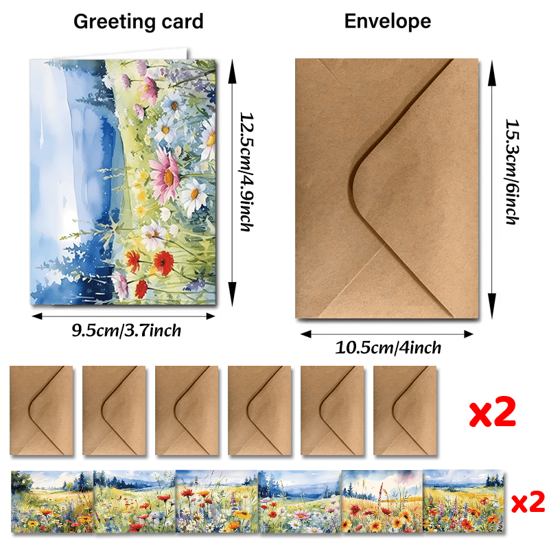 Image of A Set Of 24 Floral Greeting Cards With Envelopes - Suitable For Wishing Recovery, Congratulations, Thanks, Good Luck, Holidays And Gratitude - Plant Natural Design, Suitable For , Teachers, Colleagues
