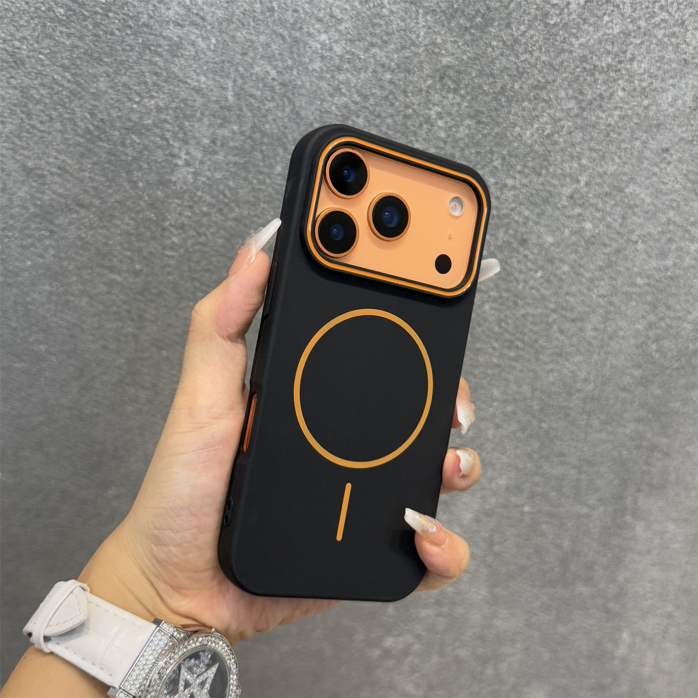 TEMU Phone Case - Luxury Contrast Color Frosted Magnetic Suction Wireless Charging Case, Suitable For Iphone 17promax/16promax/17 Air And For Iphone